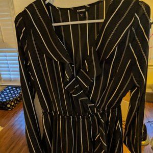 Express Black and White Striped Dress